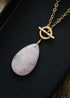 Boho Necklace, Lariat Rose Quartz